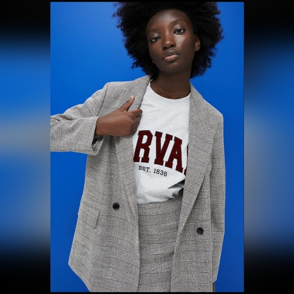 ⚡CLEAROUT SALE⚡🆕️NWT H&M Double-breasted Jacket in 'Gray/Plaid', Size Medium - Picture 6 of 14